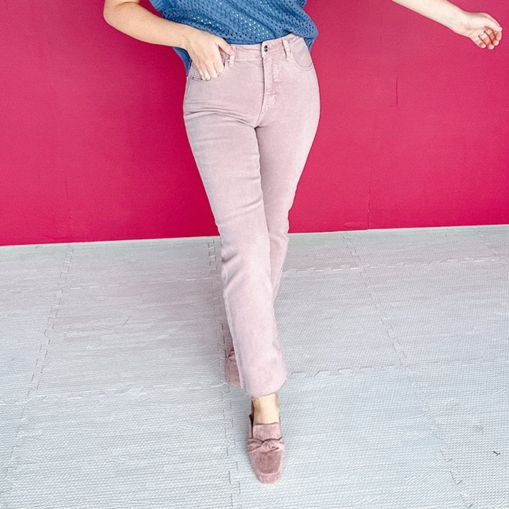 RISEN Jeans High Rise Side Slit Pants in Mauve/Mushroom